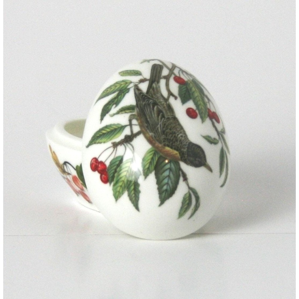 Vintage Jubilee Fine Bone China Egg Trinket Box Bird and Berries Made in England